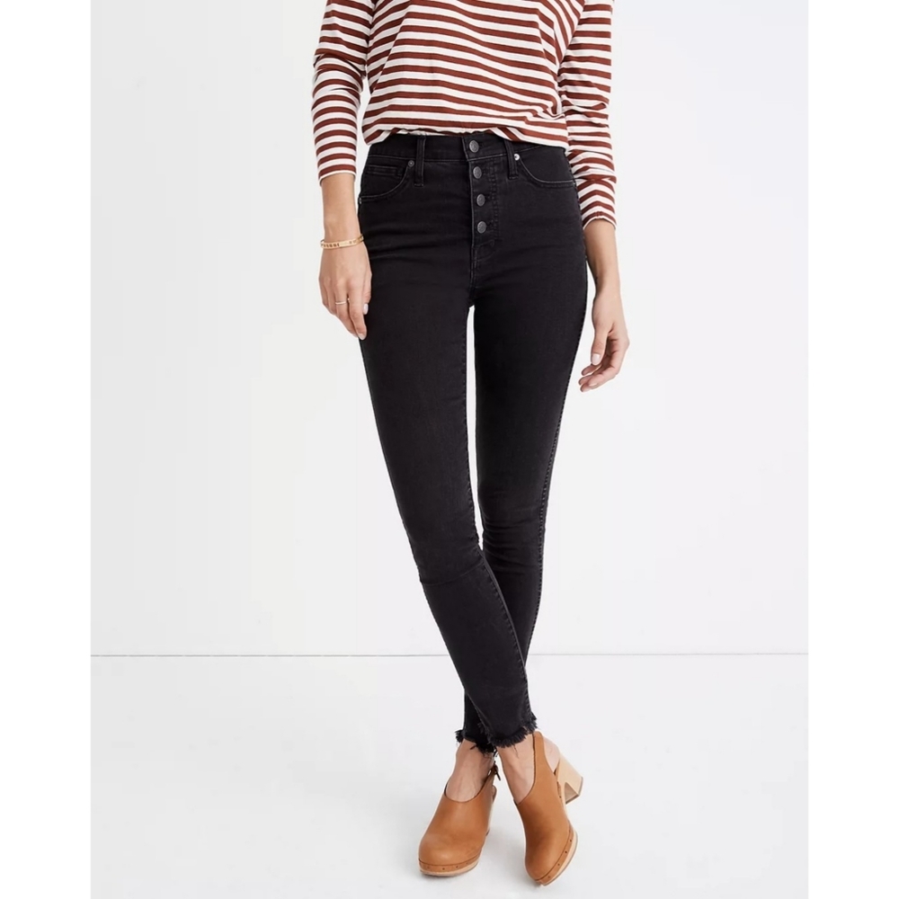 Madewell | 10" High-Rise Skinny Jeans in Berkeley Black: Button-Through Edition